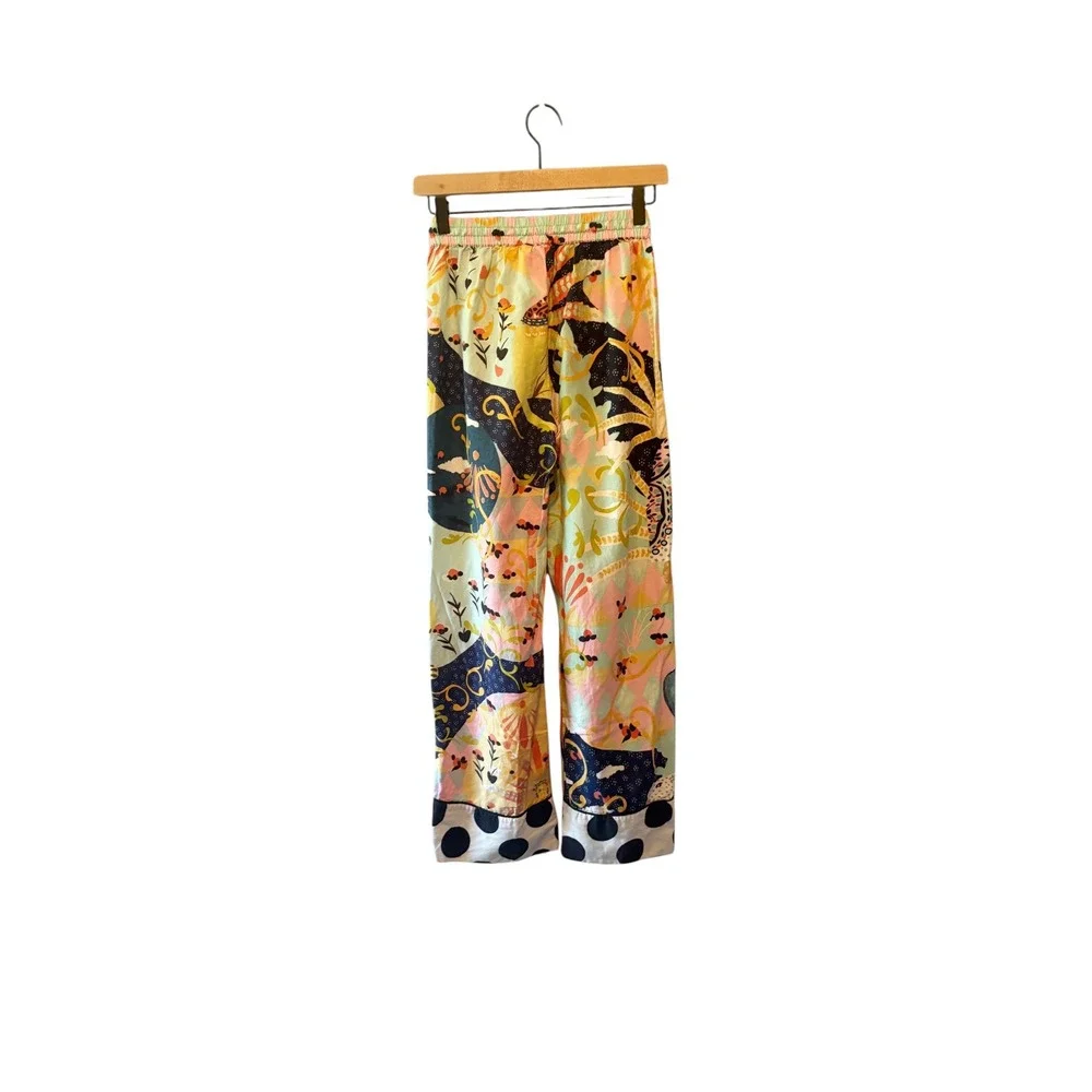 Anthropologie Alexandra Farmer Wide Leg Pajama Pants Multi Color Print XXS‎